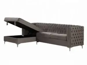 Velari Elara Grand Sectional – Gray Velvet Luxe