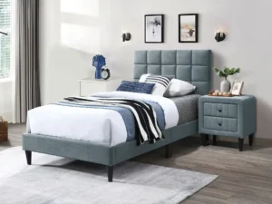 Velari Youth Adjustable Twin Bed with Nightstand – Gray Elegance