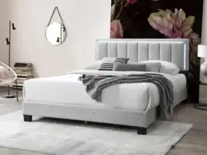 Velari Modern Wool Upholstered Queen Bed – Light Gray Serenity