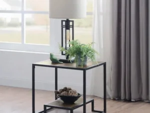 Velari Rustic Oak & Black Side Table