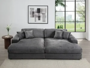 Velari Dark Gray Corduroy Sectional Sofa – 2-Piece