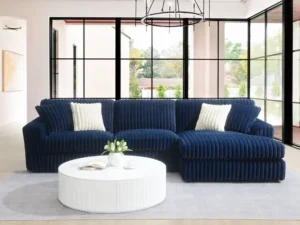 Velari Nova Sectional – Blue Corduroy