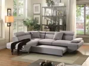 Velari Gray Fabric Sectional Sleeper Sofa with Adjustable Headrest