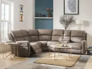 Velari Mocha Nubuck Power Reclining Sectional with USB Ports