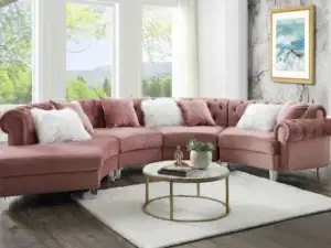 Velari Catalina Pink Velvet Sectional Sofa