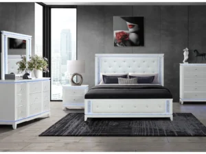 Velari Alina White Full Bed Group with LED