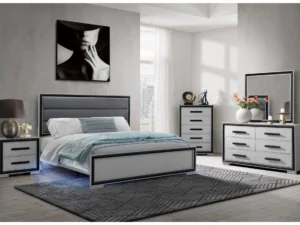 Velari Amelia Grey‑Black King Bed Group with LED