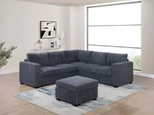Velari Fur‑Like Corduroy 4‑Piece Sectional with Ottoman