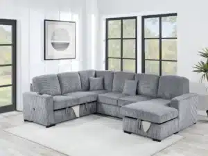 Velari Convertible Sectional Sofa – Fog Gray Corduroy
