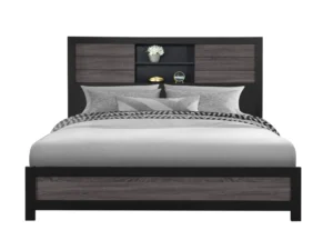 Velari Lisbon Grey‑Black King Bookcase Bed
