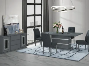 Velari Monaco Dark Grey Dining Table + 4 Monaco Dark Grey Dining Chairs