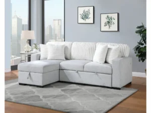 Velari Light Grey & White Reversible Pull-Out Sofa Bed