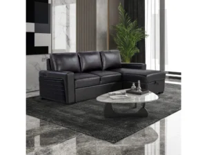 Velari Blanche Charcoal-Black Sofa Bed with USB & Drop-Down Table