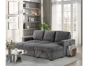 Velari Grey L‑Sectional with Pull‑Out Sleeper