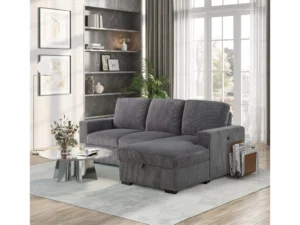 Velari Grey L‑Sectional without Pull‑Out Sleeper