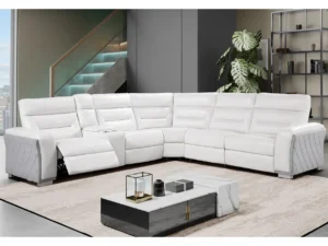 Velari Blanche White & Grey 33″ Power Reclining Sectional