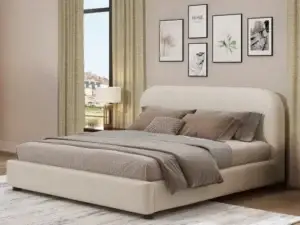 Velari Beige Fabric Upholstered Bed