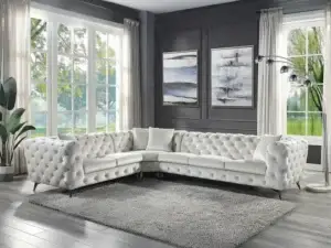 Velari Beige Fabric 3-Piece Sectional Sofa