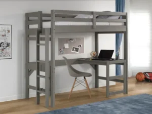 Velari Kids Twin Loft Bed with Ladder – Gray Finish